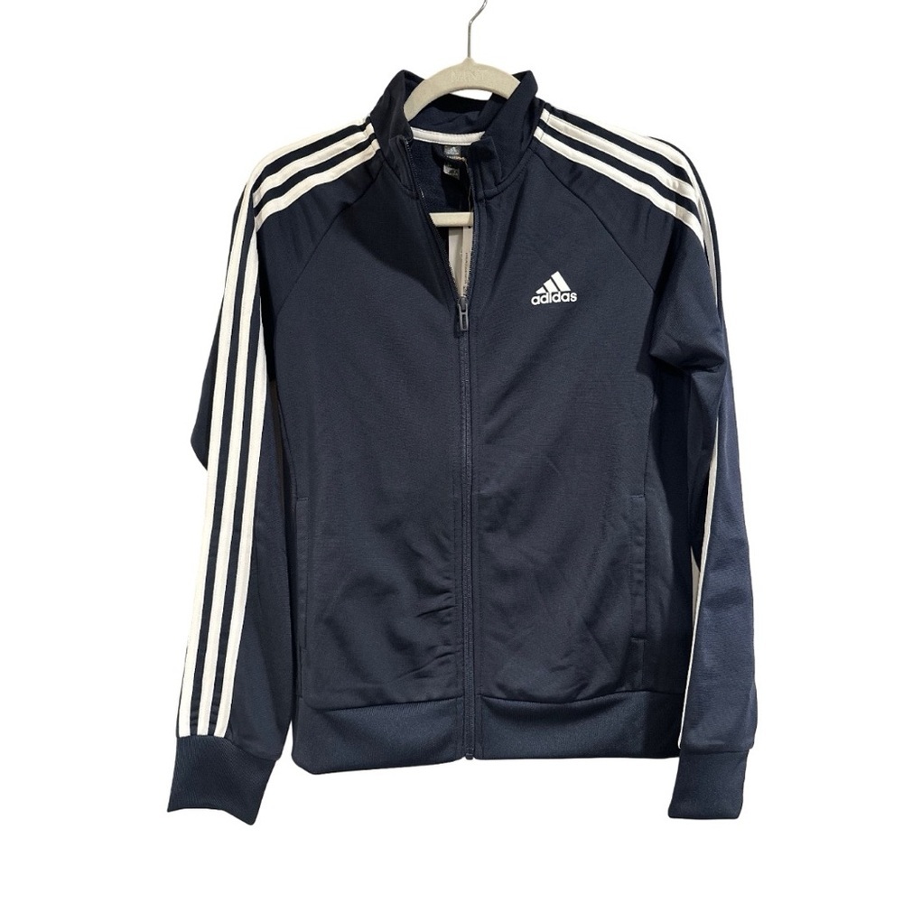 Adidas Ws Essential 3 Stripes Tricot Zip Track Jacket Pockets Raglan Small NWT - Picture 3 of 16